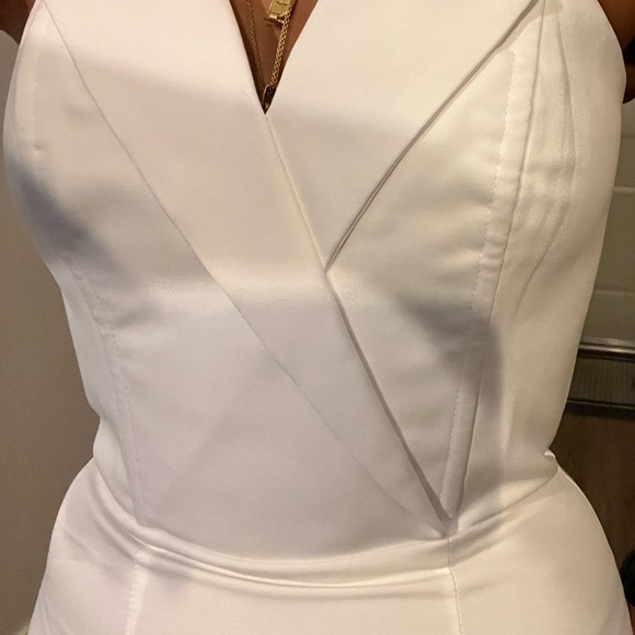White Strapless Asymmetric Cocktail Dress - Picture 3 of 3